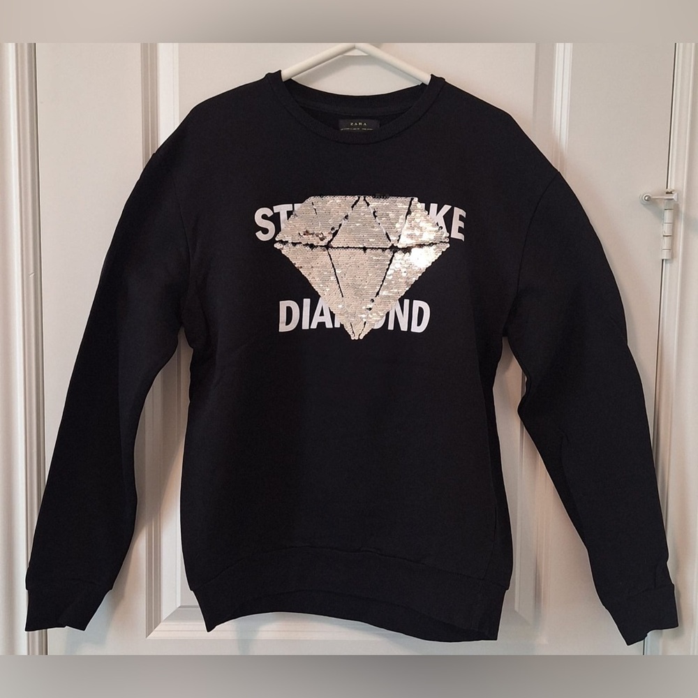 Zara Black Sequin Diamond Sweater